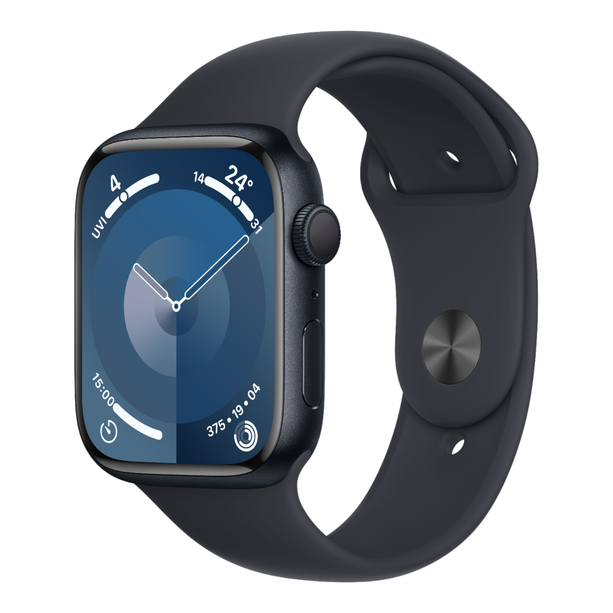 Apple Watch Series 9 GPS, 45mm Midnight Aluminum Case with Midnight Sport Band - M/L - alAsil